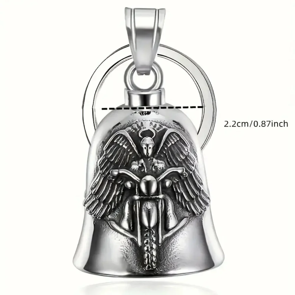 Biker Angel Guardian Bell Keychain - Men Accessories